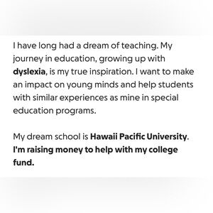 College fundraiser

https://gofund.me/fa6e26c3f
